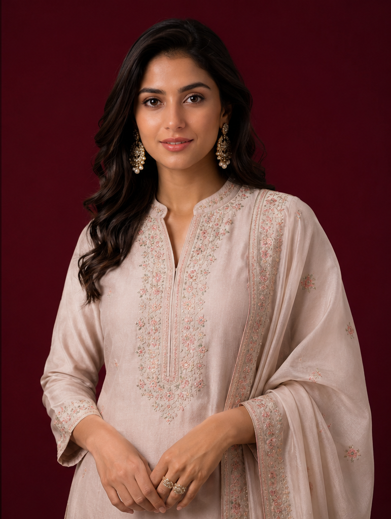 Bandhani Silk Kurta, front