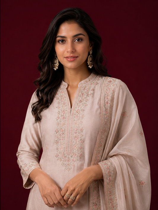 Bandhani Silk Kurta, front