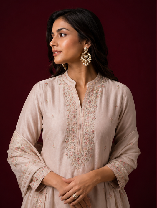 Bandhani Silk Kurta, side